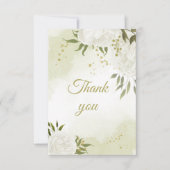 美しい白い花の緑の植物 サンキューカード (正面)