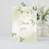 美しい白い花の緑の植物 サンキューカード (スタンド正面)
