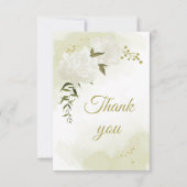 美しい白い花の緑の植物 サンキューカード (正面)