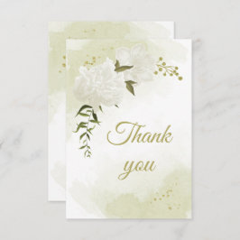 美しい白い花の緑の植物 サンキューカード