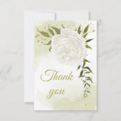 美しい白い花の緑の植物 サンキューカード (正面)