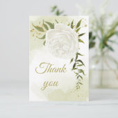 美しい白い花の緑の植物 サンキューカード (スタンド正面)