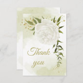 美しい白い花の緑の植物 サンキューカード (正面/裏面)
