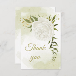 美しい白い花の緑の植物 サンキューカード
