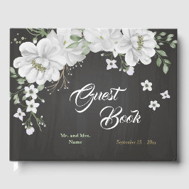 美しい白い花の緑の黒 ゲストブック