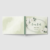 美しい白い花の緑葉の結婚 ゲストブック (全面)