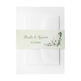 美しい白い花の緑葉の結婚 招待状ベリーバンド