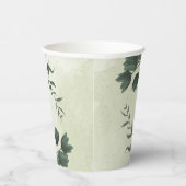 美しい白い花の緑葉の花 紙コップ (右)