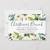 美しい白い花クリスマスパーティーブランチ 招待状 (正面)