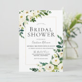 美しい白い花フレームブライダルシャワー 招待状 (スタンド正面)