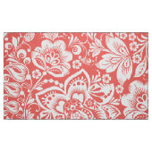 美しい白い花柄の珊瑚の背景 ファブリック (ファットクォーター)