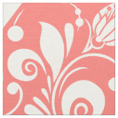 美しい白い花柄の珊瑚の背景 ファブリック (クローズアップ)