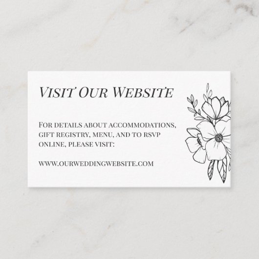 美しい白い花結婚の詳細 エンクロージャーカード (正面)