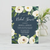 美しい白い花緑のブライダルシャワー 招待状 (スタンド正面)