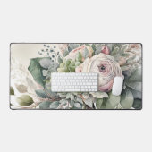 美しい白い花 デスクマット (キーボード&マウス)