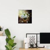 美しい白い蘭のフローラブーケ ポスター (ホームオフィス)