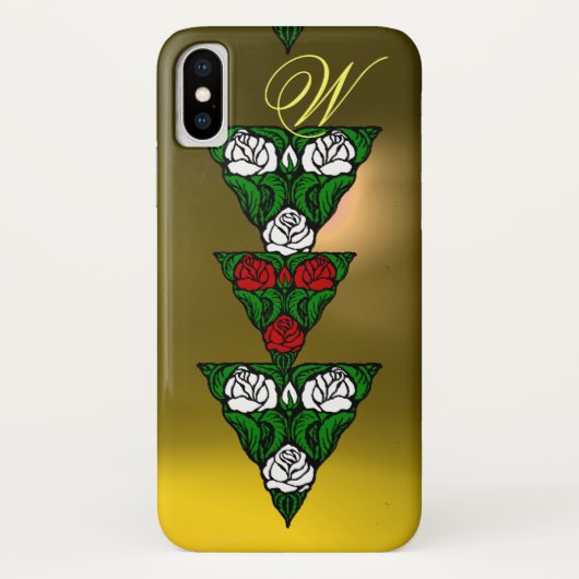 美しい白い赤いバラ三角形モノグラム Case-Mate iPhoneケース (裏面)