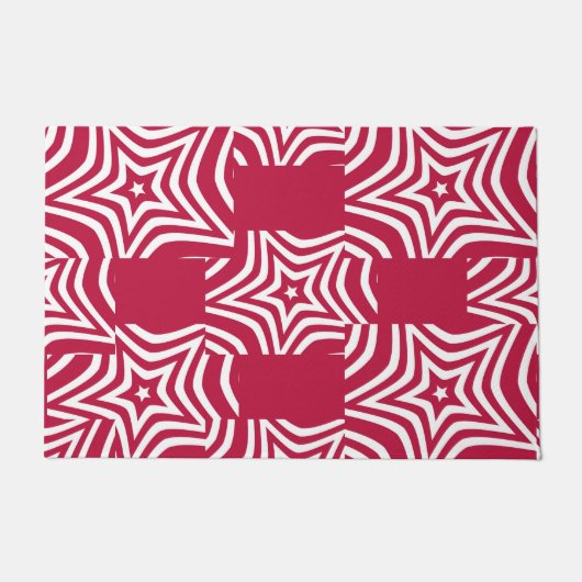 美しい白い赤い星 ドアマット (正面)