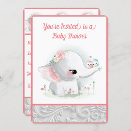 美しい白い赤ちゃん女の子ゾウ 招待状