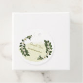 美しい白い金ゴールド花の緑のメッセージカード フェイバータグ (インサイチュ)