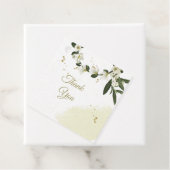 美しい白い金ゴールド花の緑のメッセージカード フェイバータグ (インサイチュ)