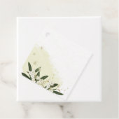 美しい白い金ゴールド花の緑のメッセージカード フェイバータグ (インサイチュ)