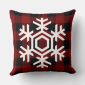 美しい白い雪の結晶クリスマスバッファロープレイド クッション (裏面)