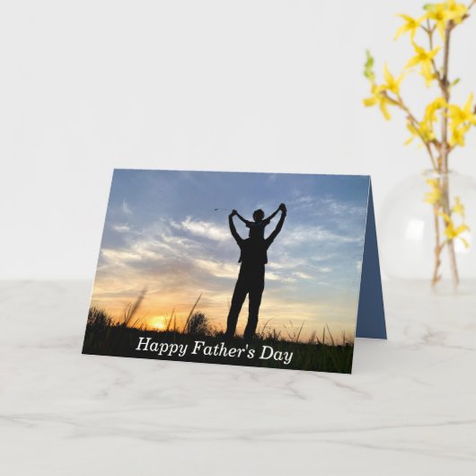 美しい白い青の黒い夕日の父の日 カード (黄色い花)