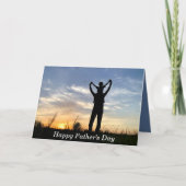 美しい白い青の黒い夕日の父の日 カード (正面)