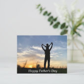 美しい白い青の黒い夕日の父の日 ポストカード (スタンド正面)