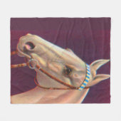 美しい白い馬 フリースブランケット (正面(横))