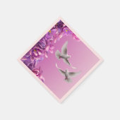 美しい白い鳩のペア スタンダードカクテルナプキン (角)