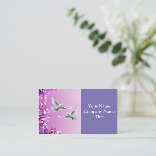 美しい白い鳩のペア 名刺 (スタンド正面)