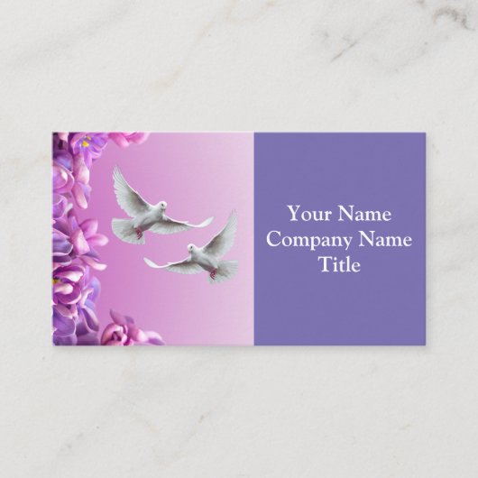 美しい白い鳩のペア 名刺 (正面)