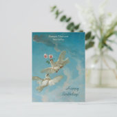 美しい白い鳩バラCC1262ブーチャー誕生日 ポストカード (スタンド正面)