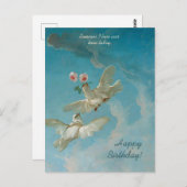 美しい白い鳩バラCC1262ブーチャー誕生日 ポストカード (正面/裏面)