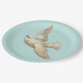 美しい白い鳩プリント ペーパープレート (アングル)