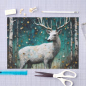 美しい白い鹿のデコパージュ 薄葉紙 (クラフト)