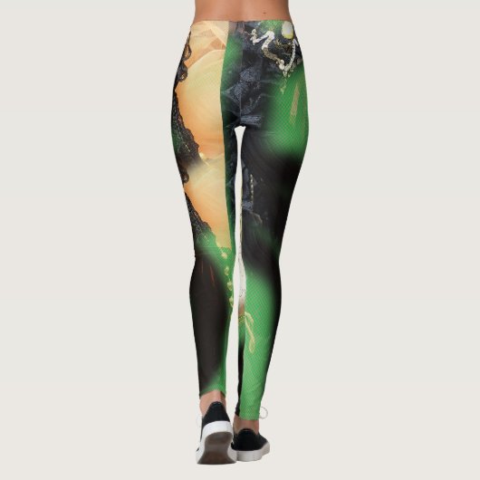 美しい白および金ゴールドの謝肉祭のマスク レギンス (裏面)