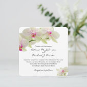 美しい白く、ショッキングピンクの蘭 招待状 (スタンド正面)