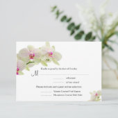 美しい白く、ショッキングピンクの蘭RSVPカード 出欠カード (スタンド正面)