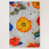 美しい白とオレンジの花 ジグソーパズル (縦)