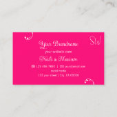 美しい白とピンクとモダンモノグラ華美ム付き 名刺 (裏面)