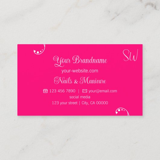 美しい白とピンクとモダンモノグラ華美ム付き 名刺 (裏面)