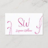 美しい白とピンクとモダンモノグラ華美ム付き 名刺 (正面)
