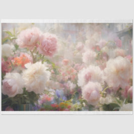 美しい白とピンクの芍薬の水彩画 薄葉紙