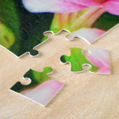 美しい白とピンクの花 ジグソーパズル (側面)