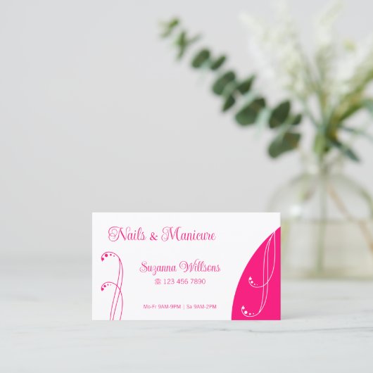 美しい白とピンクの装飾用の斜角華美 名刺 (スタンド正面)