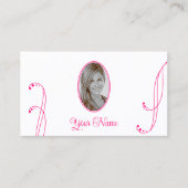 美しい白とピンク華美とポートレート写真 名刺 (正面)
