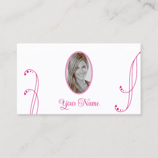 美しい白とピンク華美とポートレート写真 名刺 (正面)